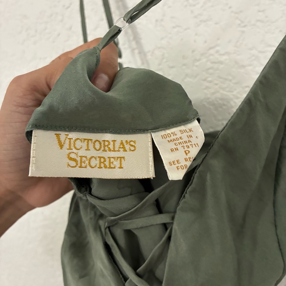RARE Vintage Victoria's Secret Olive Green Silk Dress GOLDEN TAG